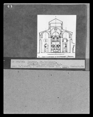 Tournus: Querschnitt von Westen der Abteikirche Saint-Philibert