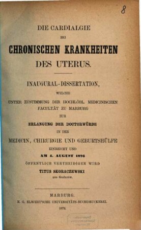 Die Cardialgie bei chronischen Krankheiten des Uterus