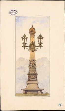 Neues Theater (Oper), Frankfurt/Main: 2-armiger Kandelaber vor dem Theater: Ansicht 1:20