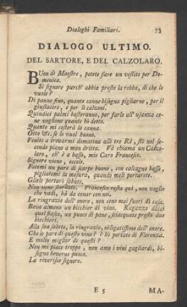 Dialoghi Familiari. Dialogo Ultimo. Del Sartore, E Del Calzolaro
