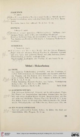 Möbel – Holzarbeiten (Nr. 222-227)