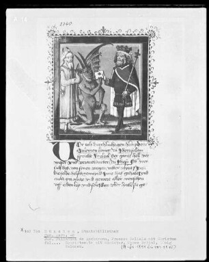 Jacobus Palladini de Anacharano, Prozeß des Teufels Belial mit Christus; der 'Grüne Teufel' — Moses, Belial und König Salomon