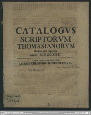 Catalogus Scriptorum Thomasianorum
