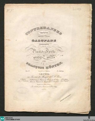 Contredanses variés suivies d'une Galopade : pour le Piano-Forte à quatre mains; op. 63