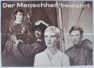 Werbeblatt zu dem sowjetischen Dokumentarfilm "Der Menschheit bewahrt" über die Rückgabe von Gemälden aus deutschen Museen an die DDR