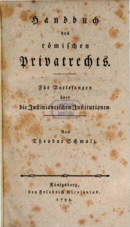 Handbuch des römischen Privatrechts