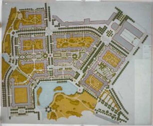 Hansjakob, Gottfried; München - Schwabing, Berliner Str.; Wohnanlage an der Berliner Straße (Schwabinger See) - Parkplatz Ungererbad (Lageplan)