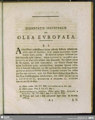 Dissertatio Inauguralis De Olea Europaea