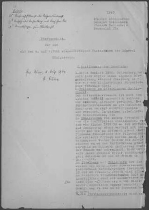 Königsbronn mit Itzelberg und Ochsenberg: Pfarrbericht 1940