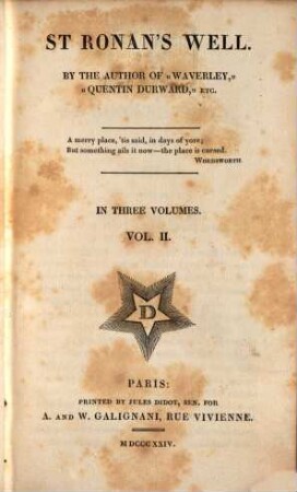 St. Ronan's Well : in three volumes, 2