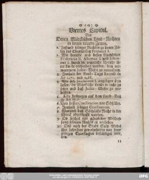 Viertes Capitul. Von Denen Märckischen Land-Rechten in denen neuern Zeiten.