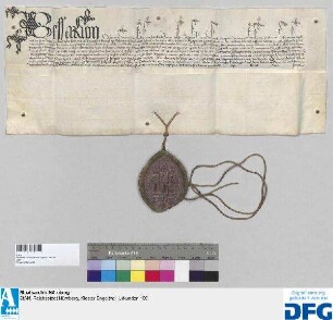 Kardinal Bessarion, Bischof von Tusculum verleiht dem Kloster Engeltal einen Ablaß von 100 Tagen.