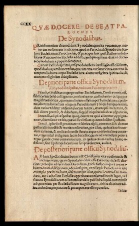 Quae Docere Debeat Parochus, De Synodalibus.