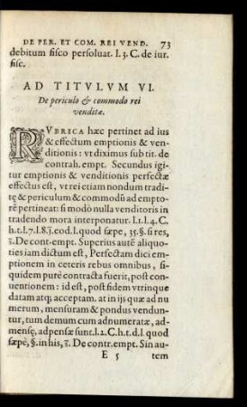 Ad Titulum VI. De periculo et commodo rei venditae.
