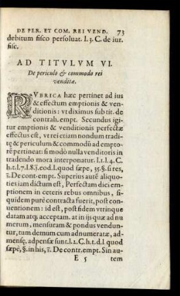 Ad Titulum VI. De periculo et commodo rei venditae.