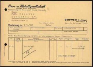 Buchner, Karl, (Rechnung)