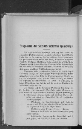 Programm der Sozialdemokratie Hamburgs.