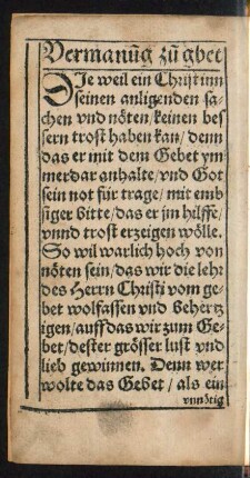 Vermanung zum gbet