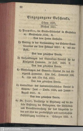 Eingegangene Geschenke