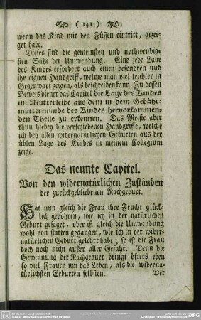 Das neunte Capitel. Von den widernatürlichen Zuständen der zurückgebliebenen Nachgeburt