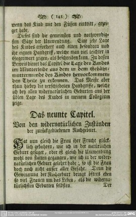 Das neunte Capitel. Von den widernatürlichen Zuständen der zurückgebliebenen Nachgeburt