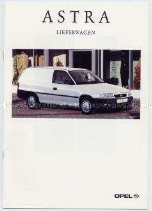 Werbematerial der Opel-AG: Illustrierter Prospekt zum Modell "Astra - Lieferwagen"