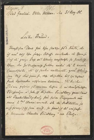 Brief an B. Schott's Söhne : 31.08.1906
