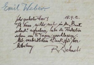 Brief an Emil Weber