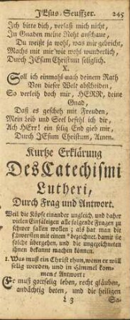 Kurtze Erklärung Des Catechismi Lutheri, Durch Frag und Antwort.