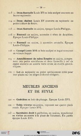 Meubles Anciens Et De Style (Nr. 121-137)