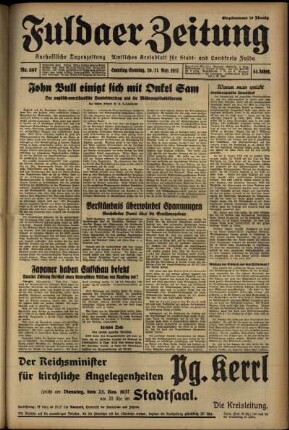 Erste Ausgabe vom Samstag, den 20. November 1937.