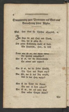 Ermunterung zum Vertrauen auf Gott aus Betrachtung seiner Allgüte.