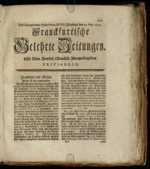 Num. XXXXI. Dienstags den 23. May. 1752 - Num. L. Freytags den 23. Jun. 1752