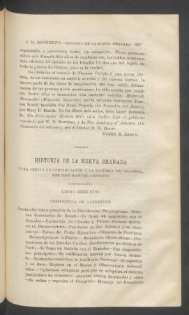Historia de la Nueva Granada para servir de continuación á la historia de Colombia - (Continuación) : Libro segundo - Presidencia de Santander