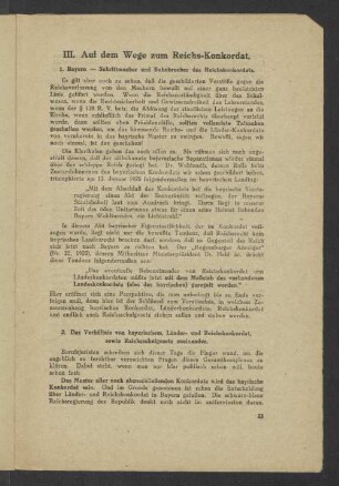 III. Auf dem Wege zum Reichs-Konkordat