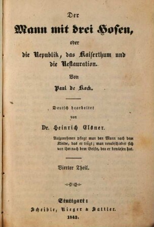 Paul de Kock's humoristische Romane, deutsch bearbeitet von Heinrich Elsner, 18