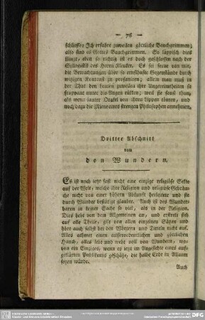 Dritter Abschnitt von den Wundern