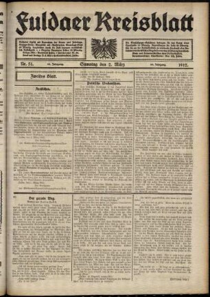 Zweite Ausgabe vom Samstag, den 02. März 1912.