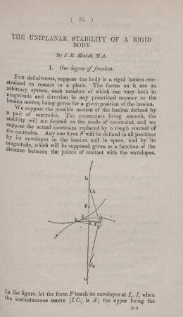 The uniplanar stability of a rigid body.