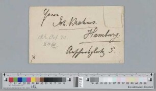 Brief(umschlag) an Johann Jacob Brahms