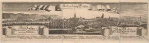 Stadtansicht von Dresden von Nordwesten über Weißeritz und Wilsdruffer Vorstadt mit Herzogin-Garten und Altstadt, aus: Weck’sche Chronik, Nr. 3, p. 55