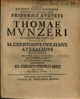 Thomae Mvnzeri Eloqventiam Ineptam