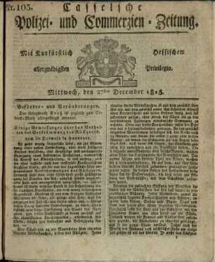 Nr. 103, Mittwoch, den 27sten December 1815