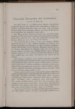 Chinesische Myriopoden und Arachnoideen