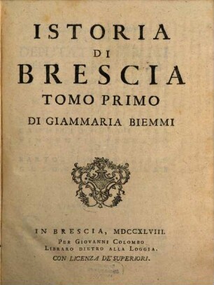 Istoria Di Brescia, 1