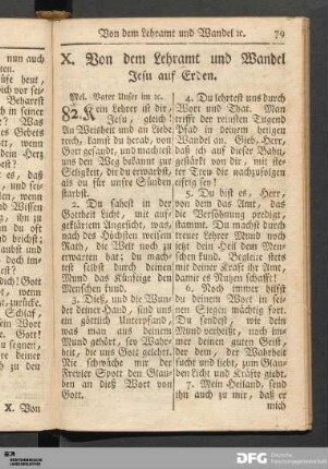 X. Von dem Lehramt und Wandel Jesu auf Erden.