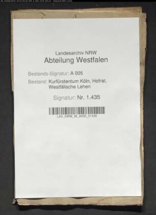 Berufung in dem Rechtsstreit Laer gegen Hense wegen des sog. Laers-Lehens zu Miste vor Rüthen