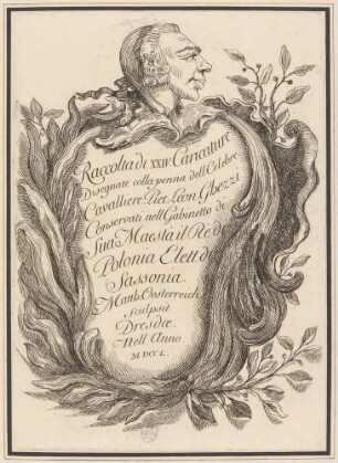 Titelblatt für die "Raccolta di XXIV Caricature", Dresden 1750