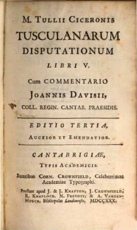 Tusculanarum disputationum libri quinque