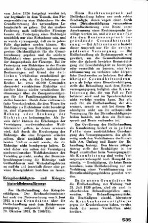 Zur Heilbehandlung der Kriegsbeschädigten [Kriegsbeschädigten- und Kriegerhinterbliebenenfürsorge]